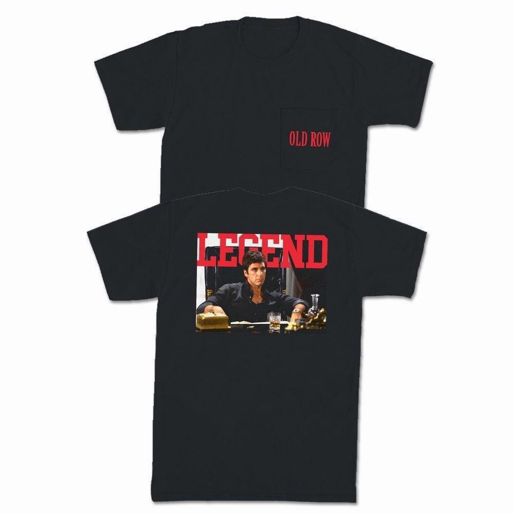 Old Row Legend Scarface Tony Montana Pocket T Shirt Mens 2XL Black Classic Frat